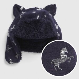 NWT Baby Gap Navy Unicorn Trapper Hat